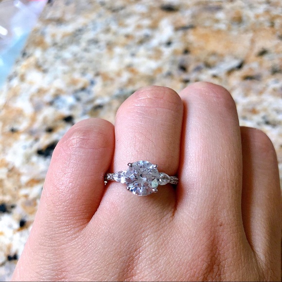 NEW Sterling Silver Diamond Engagement Ring (CZ) - Picture 1 of 11
